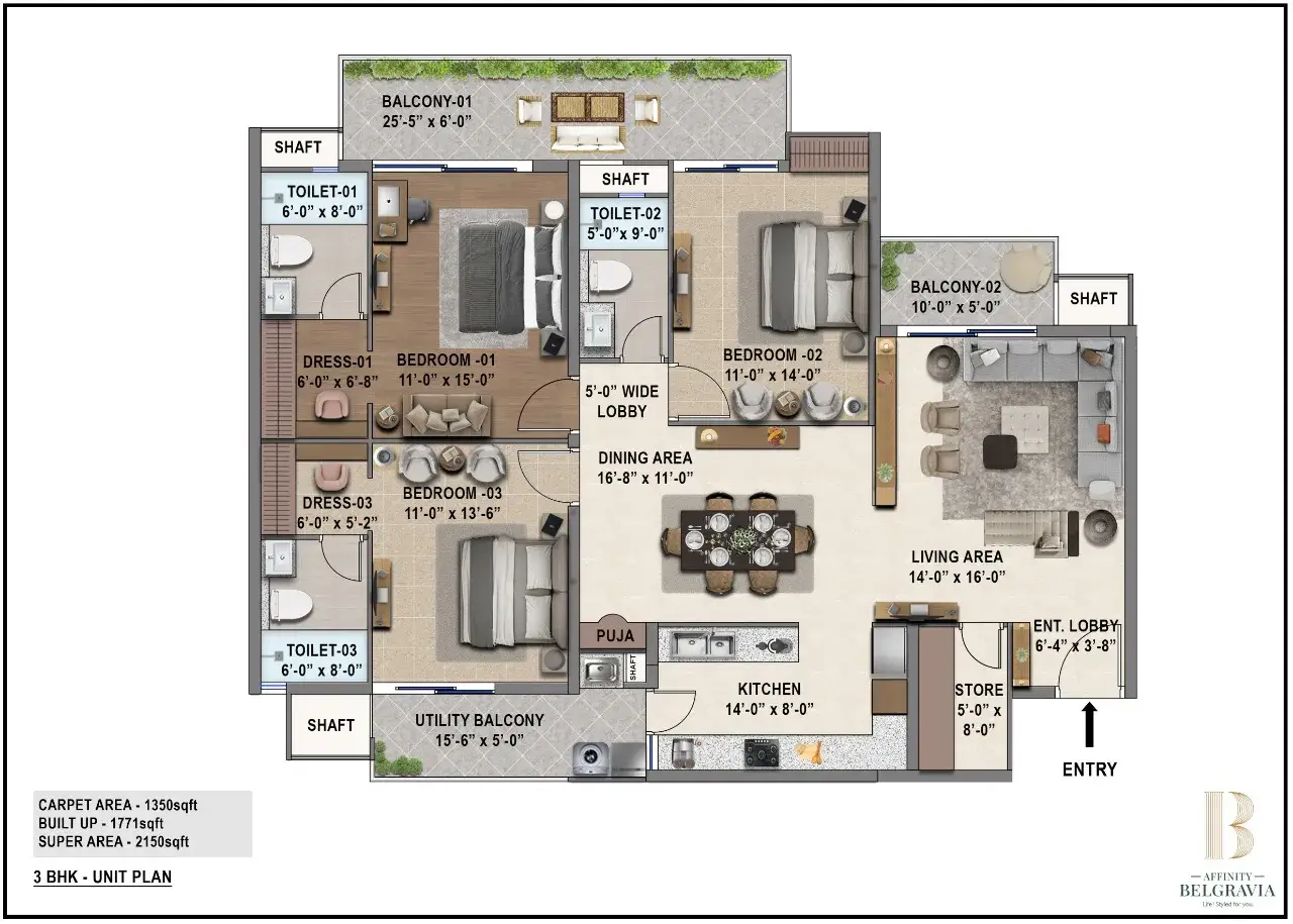 3 BHK plan